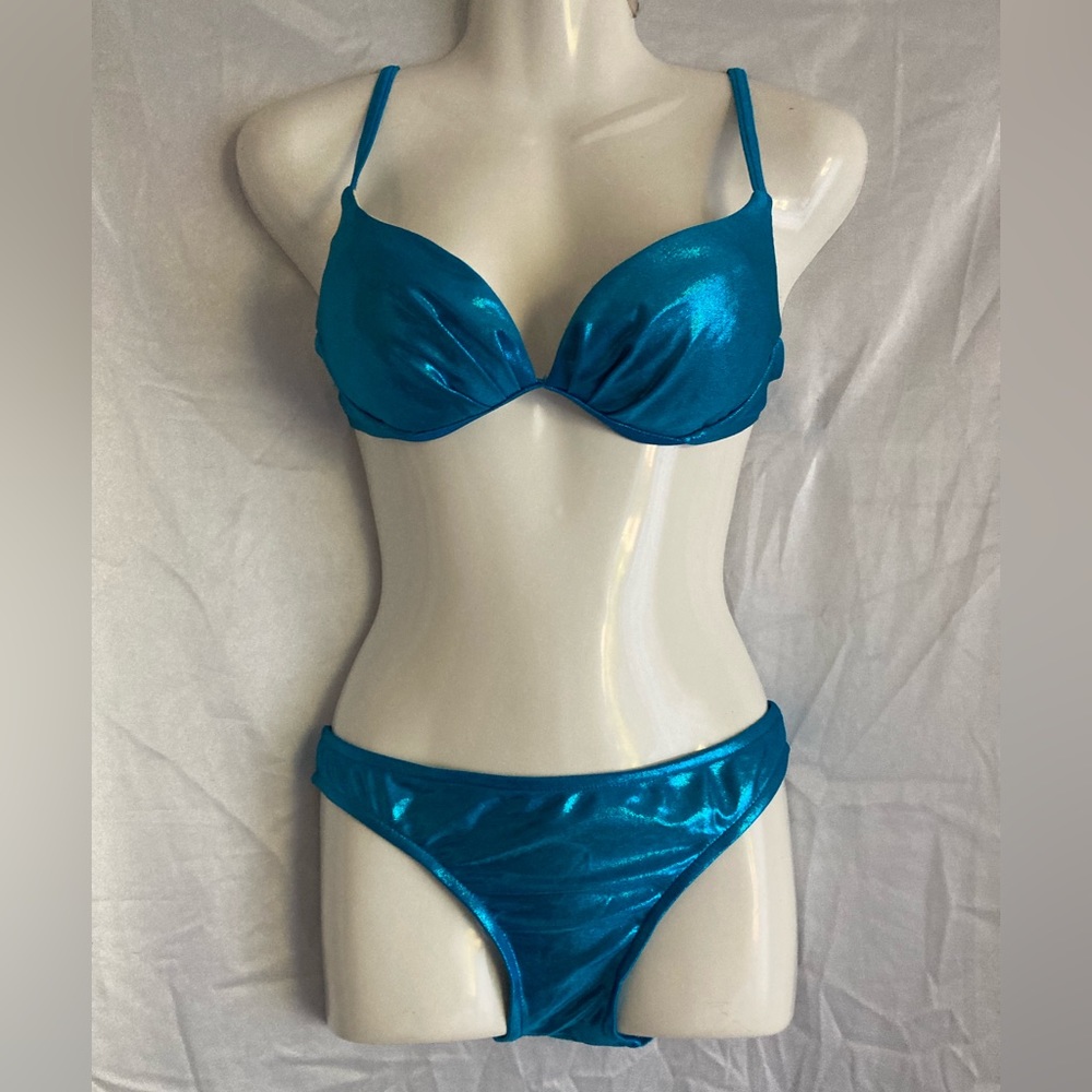 NWOT Vintage Royal Blue Two Piece Bathing Suit by No Boundaries, sz Medium